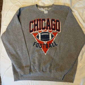 Gildan Gray Crewneck Sweatshirt with Red & Navy Chicago Football Graphic